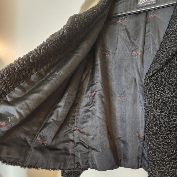 Vintage 1950s Persian Curly Lamb Coat Mink Collar Fort Fur Co. Luxury Jacket - Picture 9 of 15